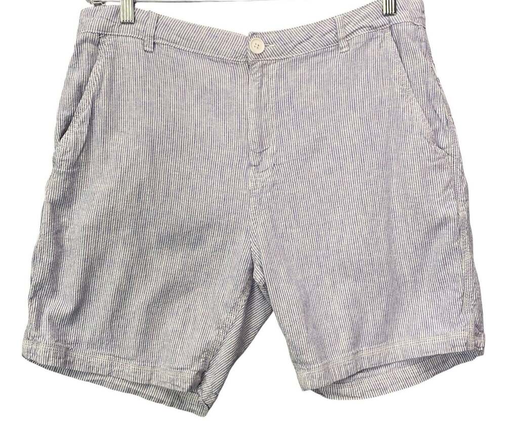 ONIA Men Chino Linen Blend Striped Golf Shorts Sz 36 Blue Casual Versatile 62-13